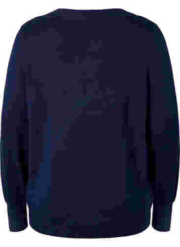 Viskose-Strickbluse mit V-Ausschnitt, Navy Blazer, Packshot image number 1