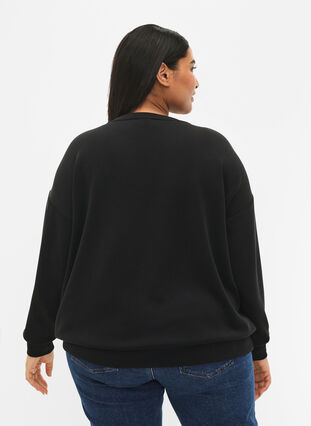 Sweatshirt mit Textdruck, Black, Model image number 1
