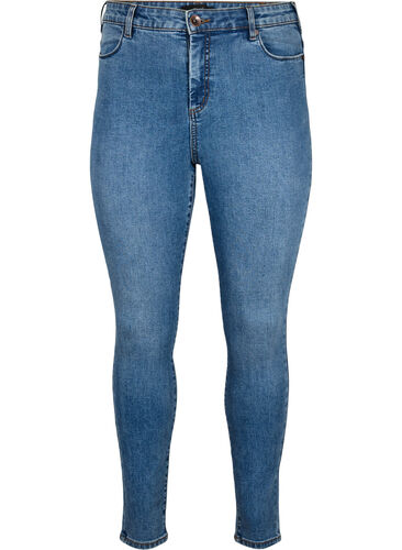 Amy Jeans mit hoher Taille und extra schlanker Passform, Blue denim, Packshot image number 0