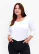 Basic T-Shirt aus Baumwolle mit 3/4-&Auml;rmeln, Wei&szlig;, Model image number 0