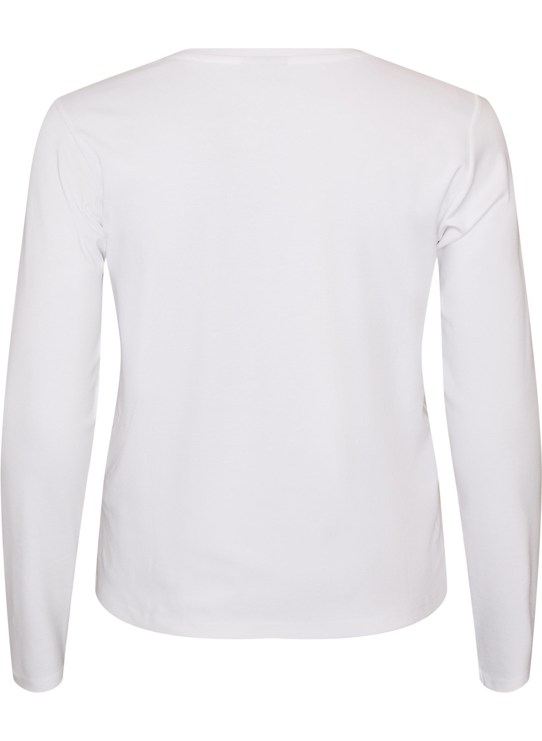 ZizziLangarm-Basic-T-Shirt mit Rundhalsausschnitt, Wei&szlig;, Packshot image number 1
