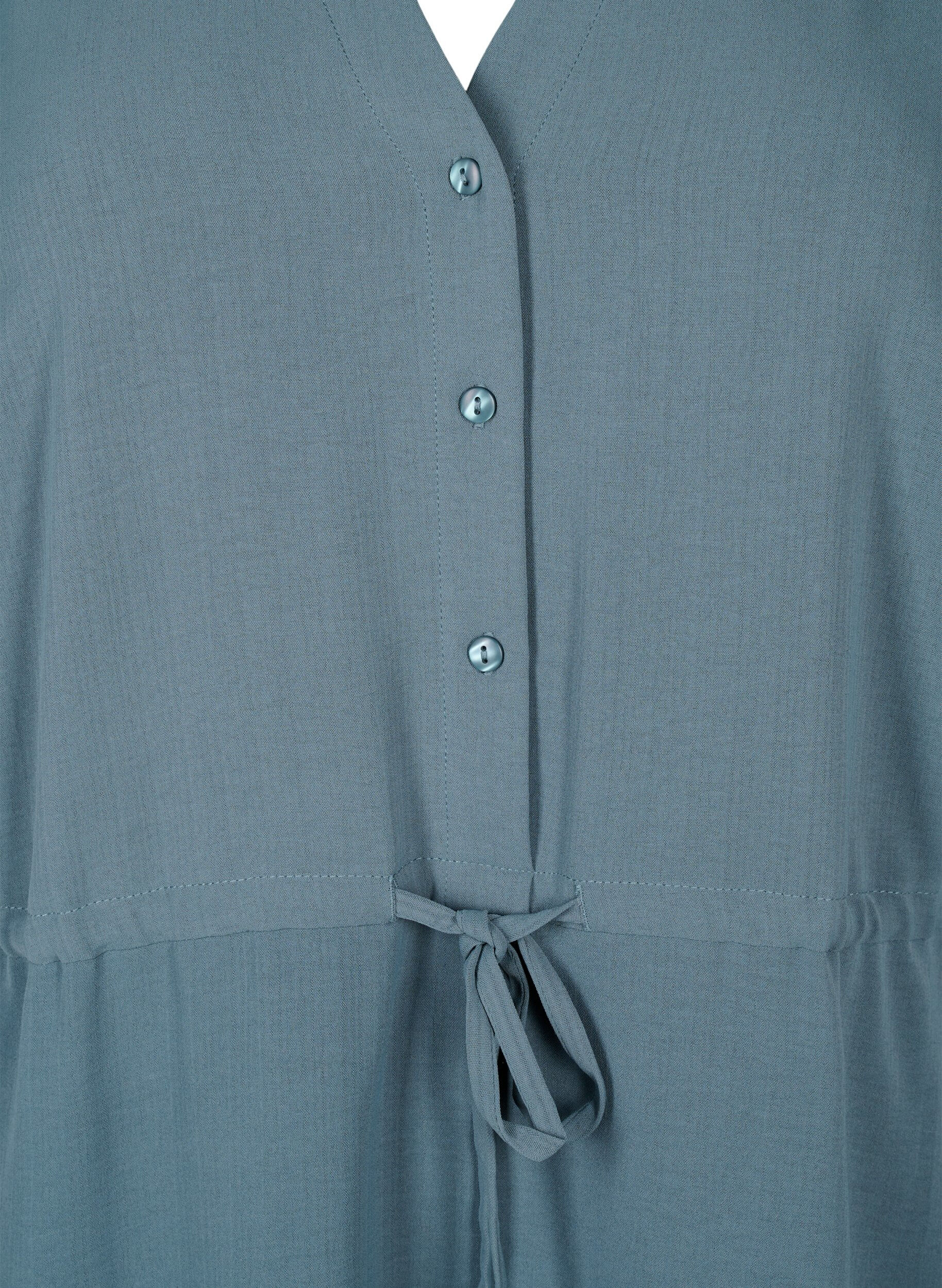 Zizzi Kurz&auml;rmliges Kleid mit Bindeband an der Taille, Balsam Green, Packshot image number 2