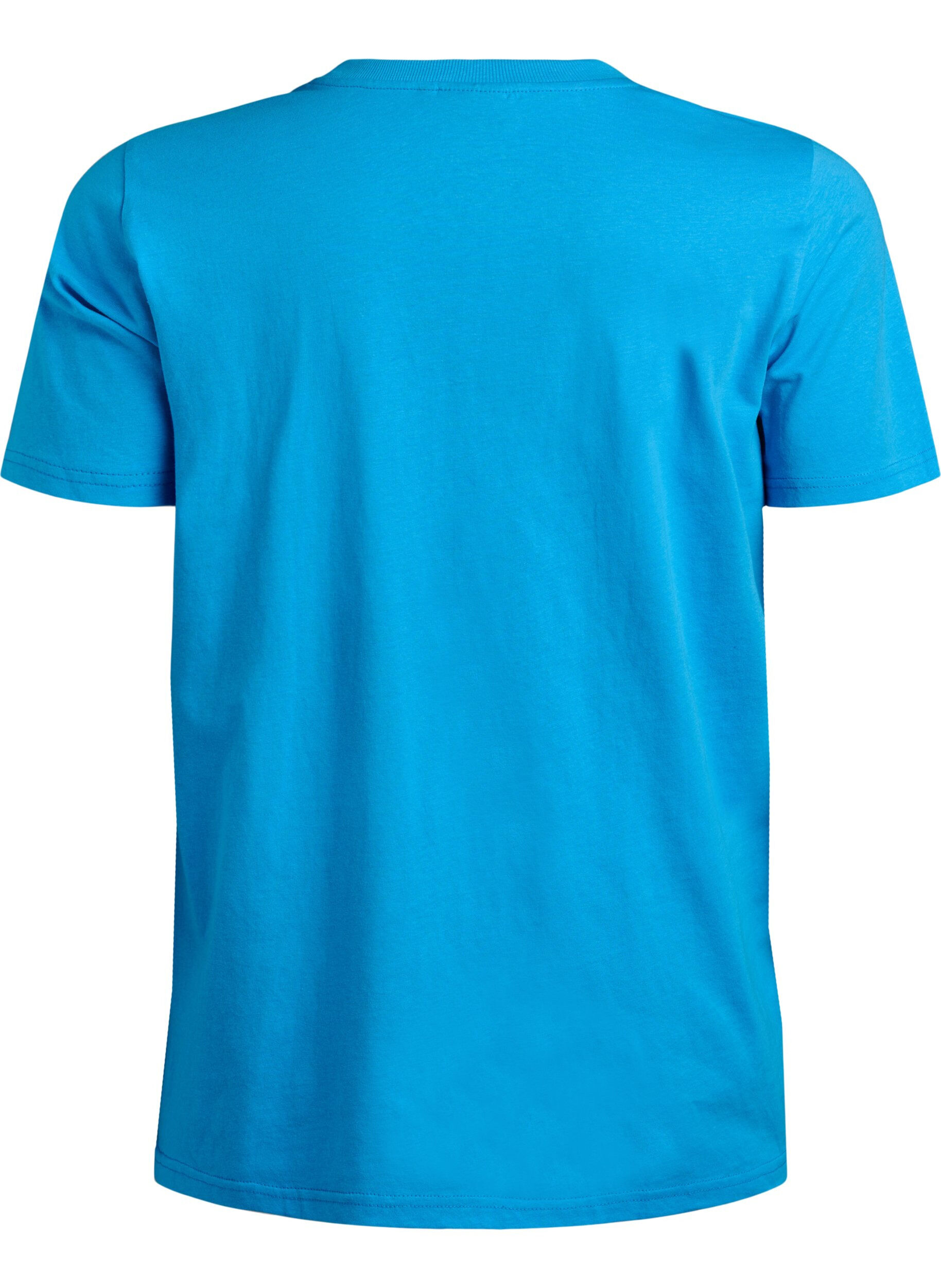 Zizzi Basic-T-Shirt aus Baumwolle mit Rundhalsausschnitt, Blau, Packshot image number 1