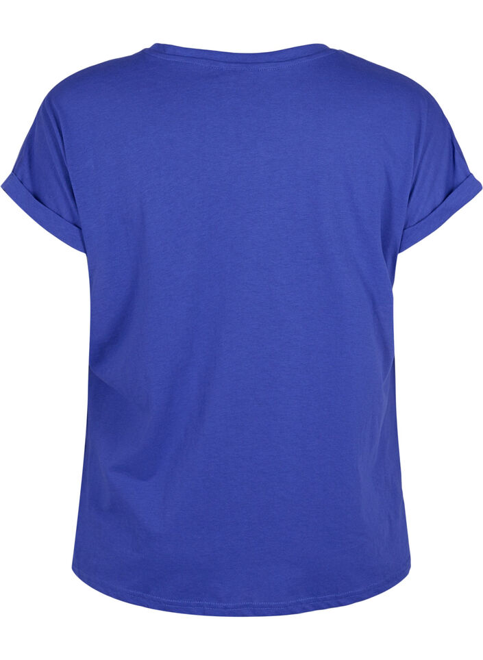 Kurz&auml;rmeliges T-Shirt aus einer Baumwollmischung, Blau, Packshot image number 1