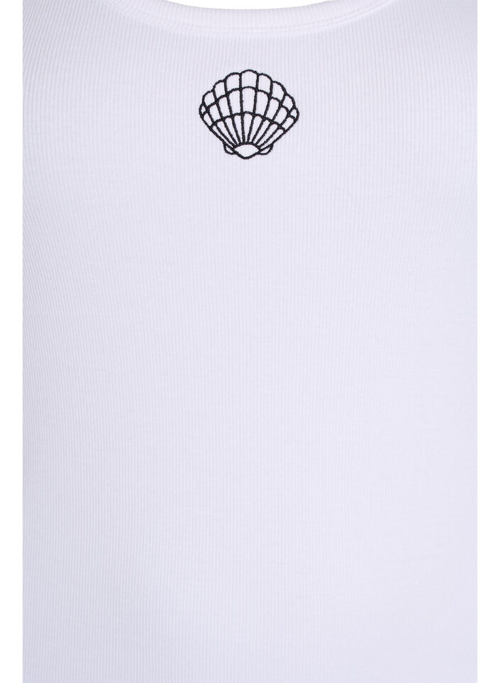 Tailleiertes Top mit Motiv, Wei&szlig;, Packshot image number 2