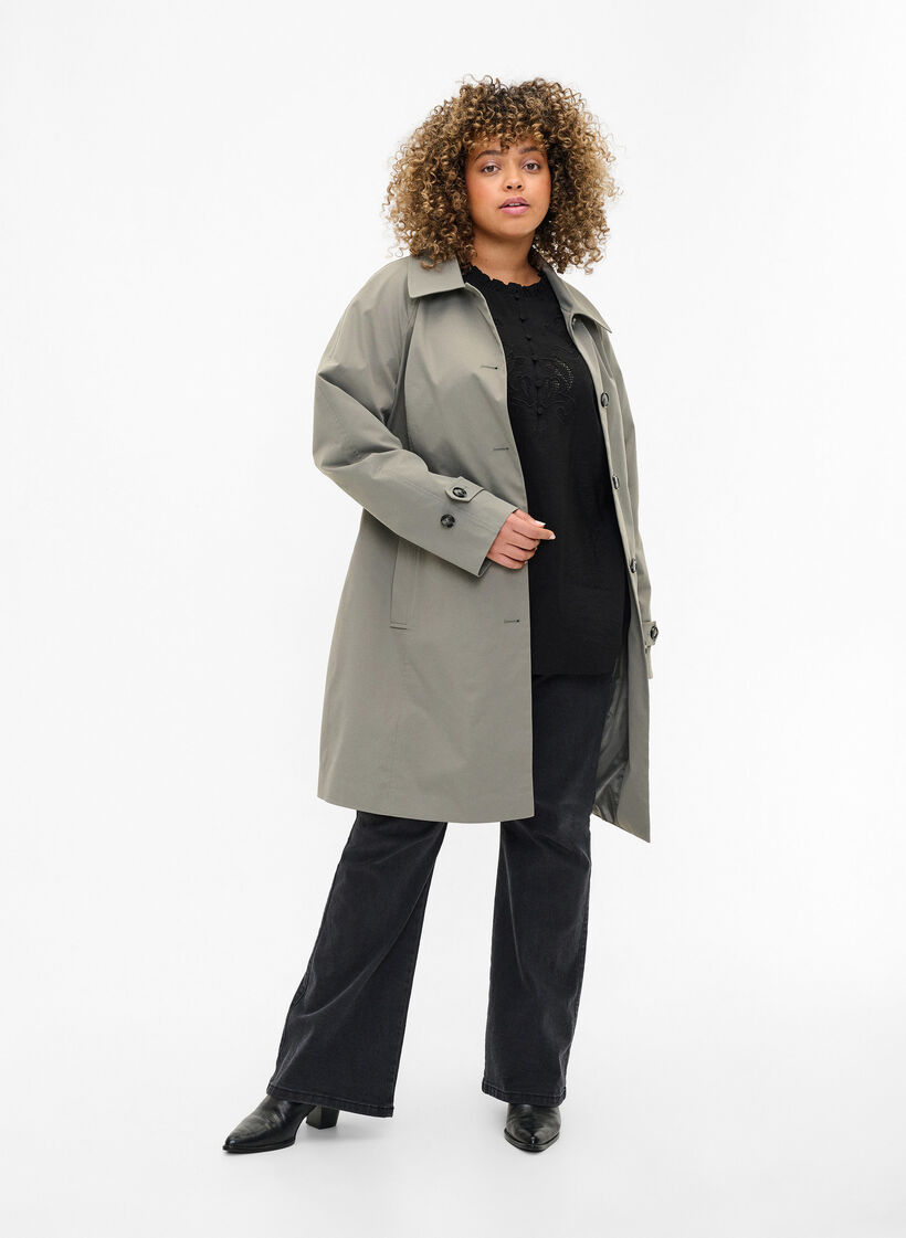 Trenchcoat mit Taschen und Gürtel, Sea Spray, Model image number 3