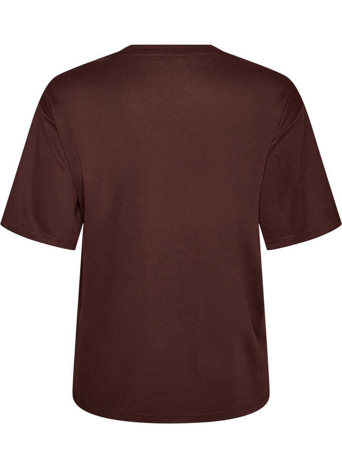 T-Shirt mit Strasssteinen und Rundhalsausschnitt, Braun, Packshot image number 1