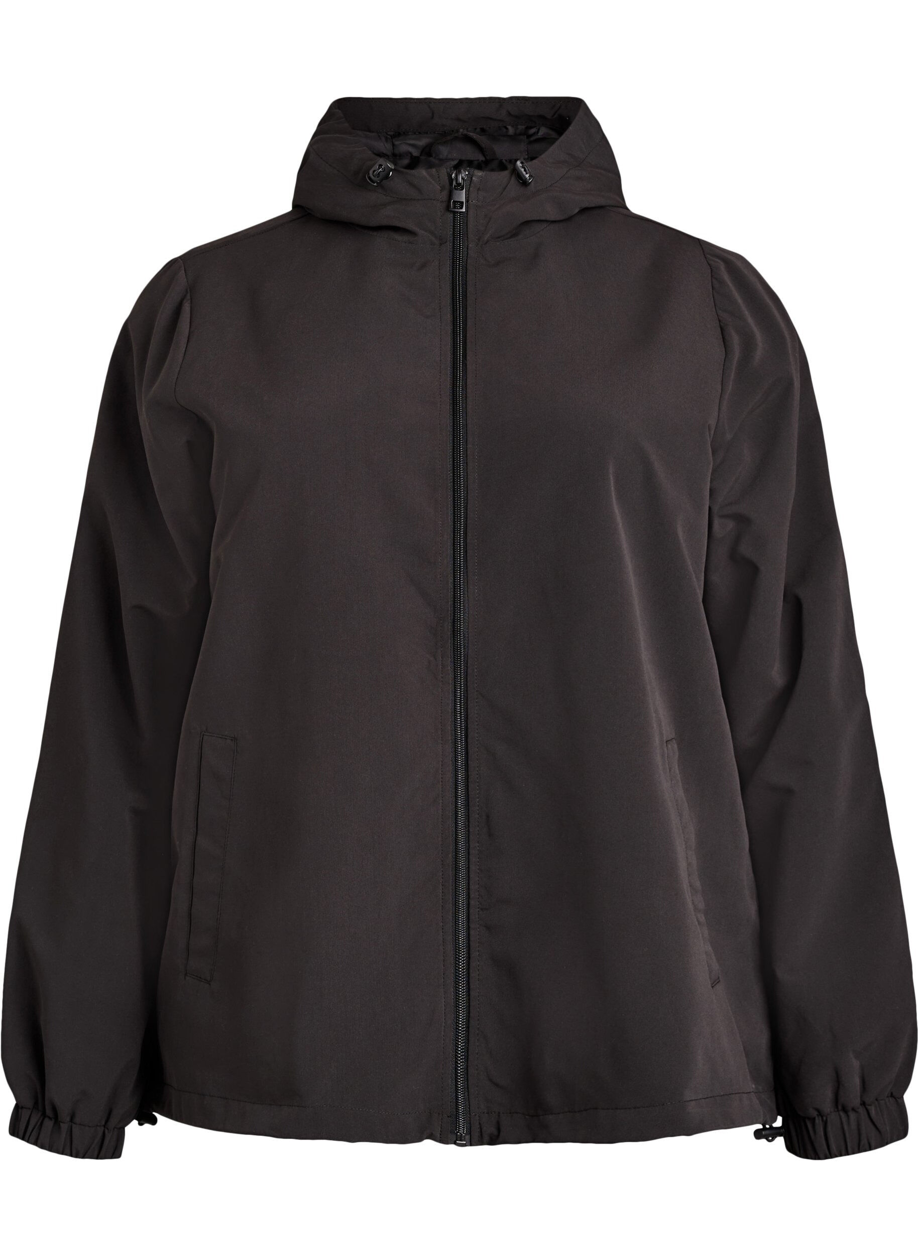 Zizzi Leichte Jacke mit Kapuze und Rei&szlig;verschluss, Schwarz, Packshot image number 0