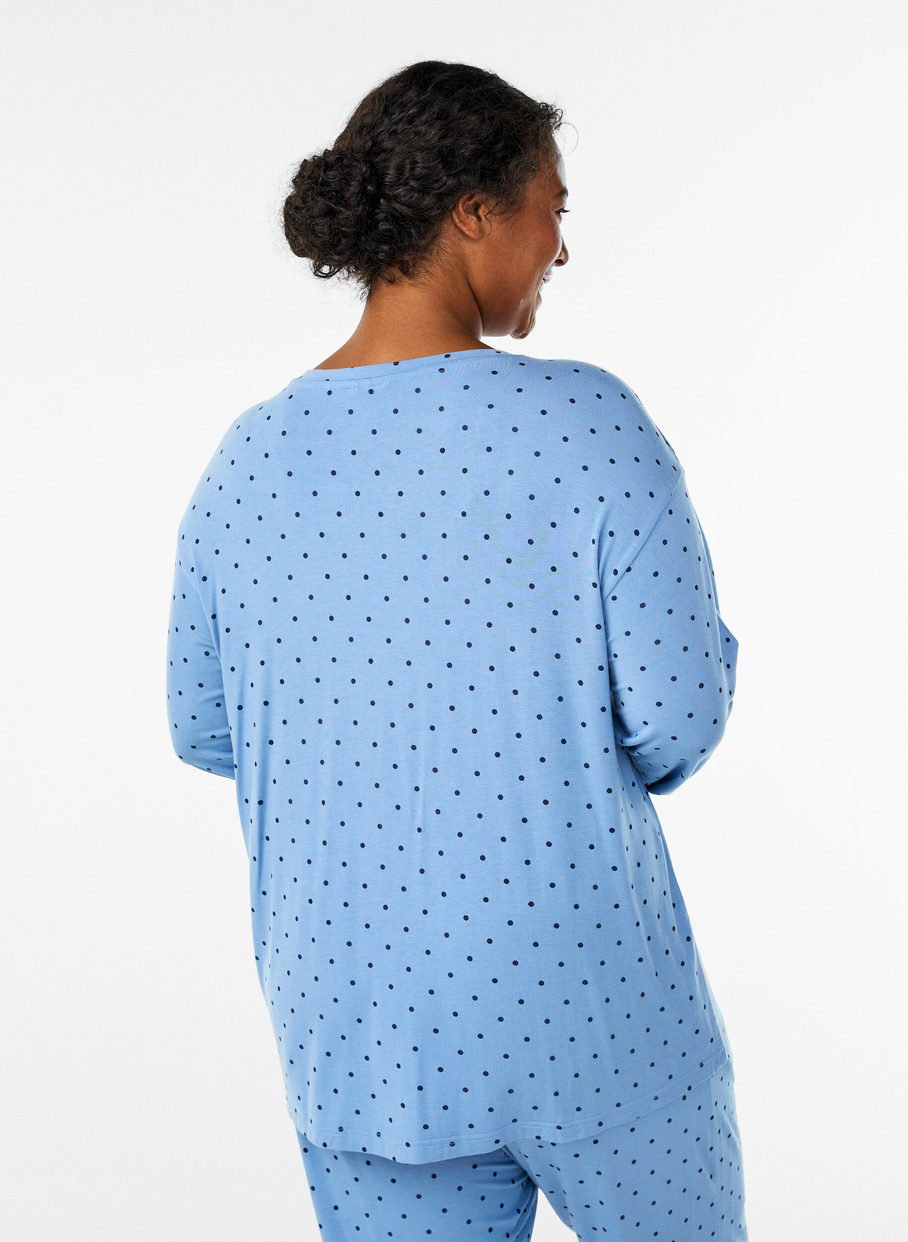 Zizzi Schlafbluse aus Modal mit langen &Auml;rmeln, Blau, Model image number 2
