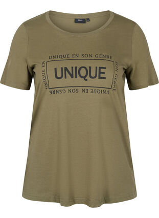 Kurzarm T-Shirt aus Baumwolle mit Aufdruck, Ivy Green/Unique, Packshot image number 0