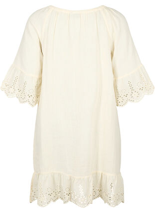Kleid aus Baumwolle mit Broderie Anglaise, Buttercream, Packshot image number 1