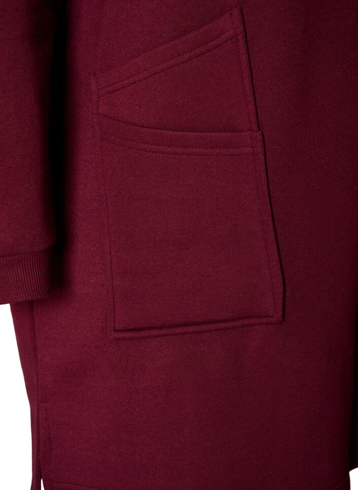 Langer Cardigan mit Kapuze und Rei&szlig;verschluss, Rot, Packshot image number 3