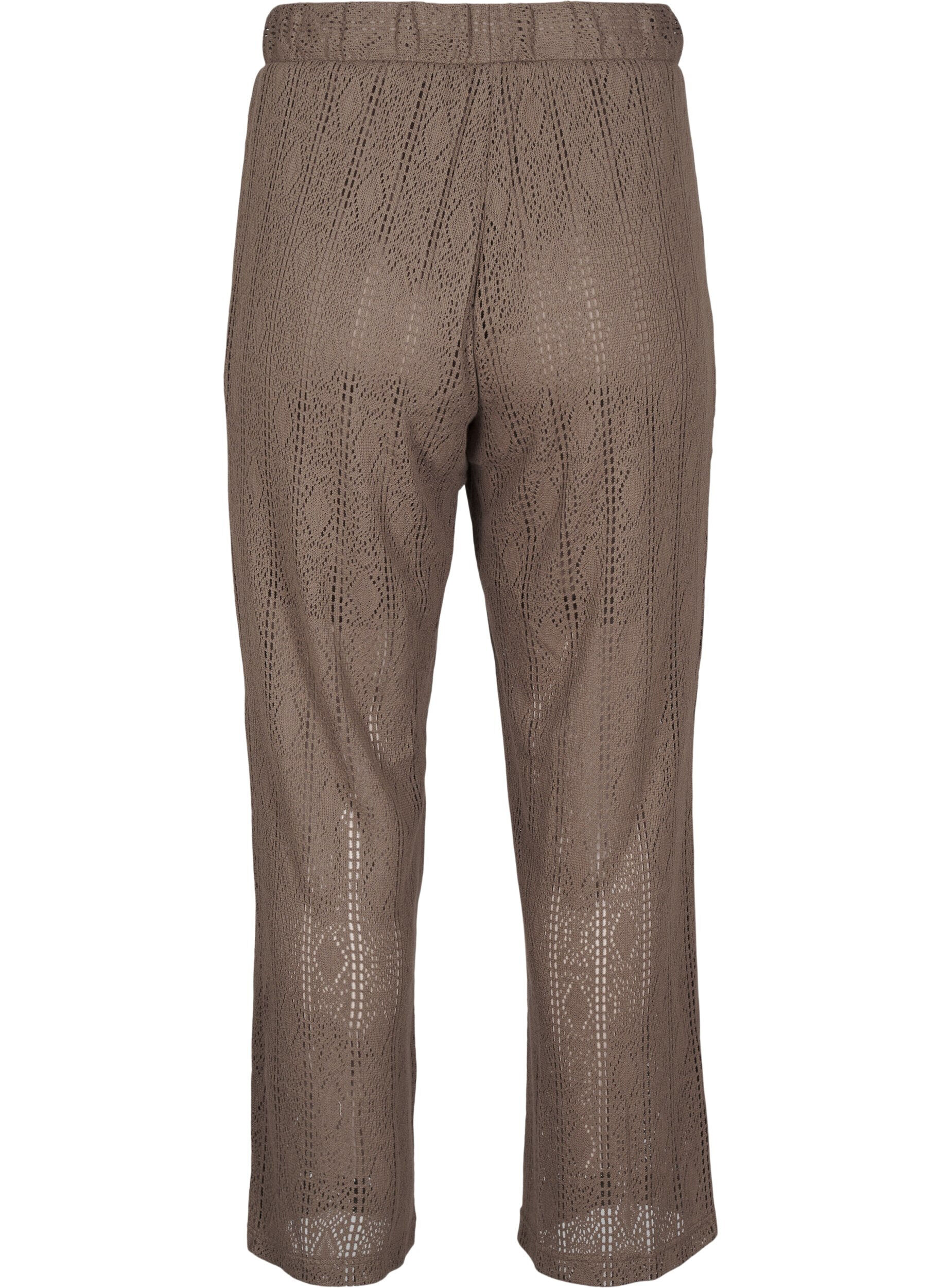 Zizzi Hose mit Lochmuster, Braun, Packshot image number 1