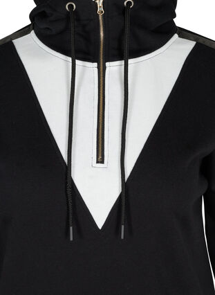 Sweatshirt mit Kapuze und Reißverschluss, Black White, Packshot image number 2