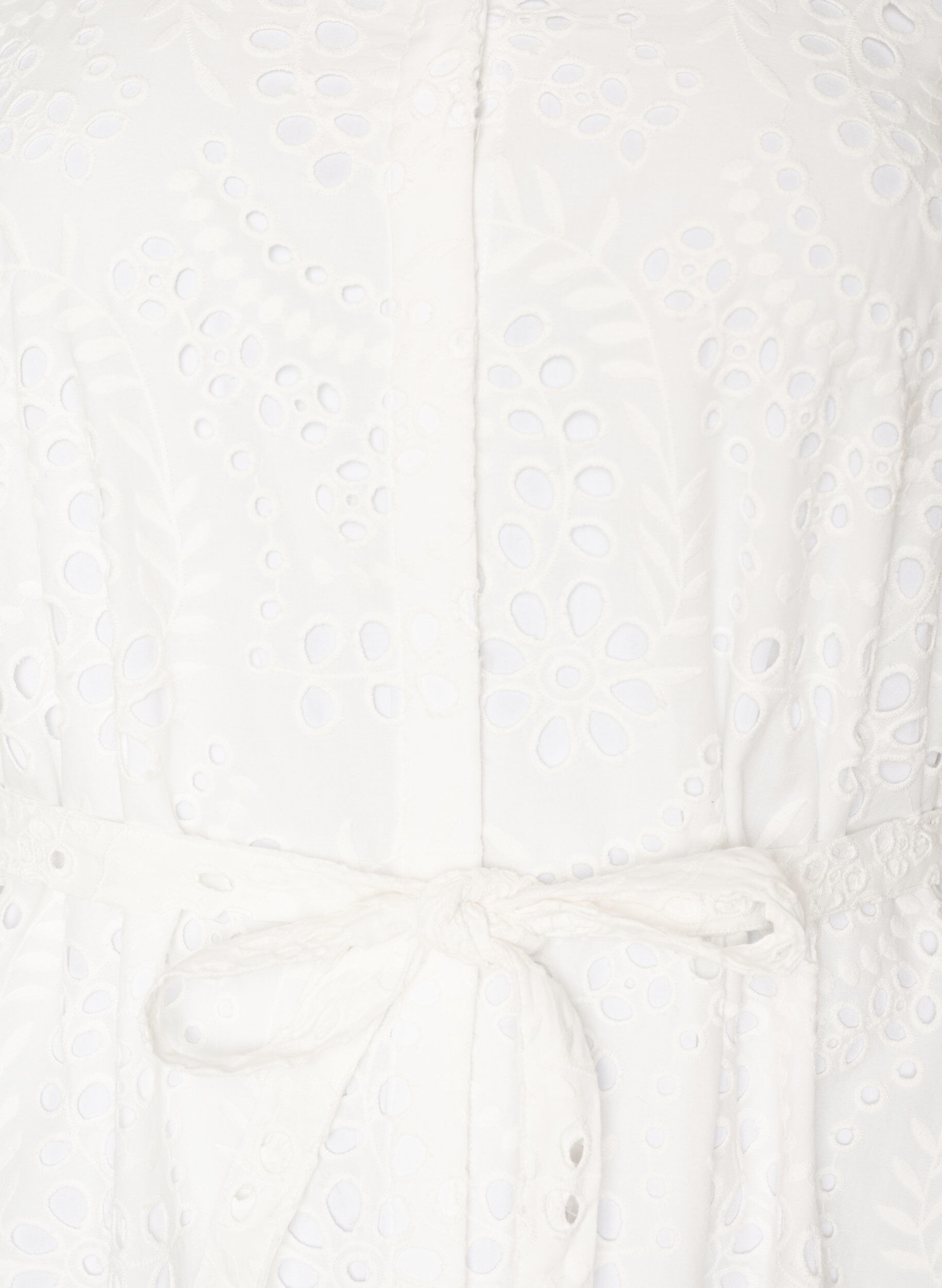 ZizziHemdblusenkleid aus Broderie Anglaise mit Bindeg&uuml;rtel, Wei&szlig;, Packshot image number 2