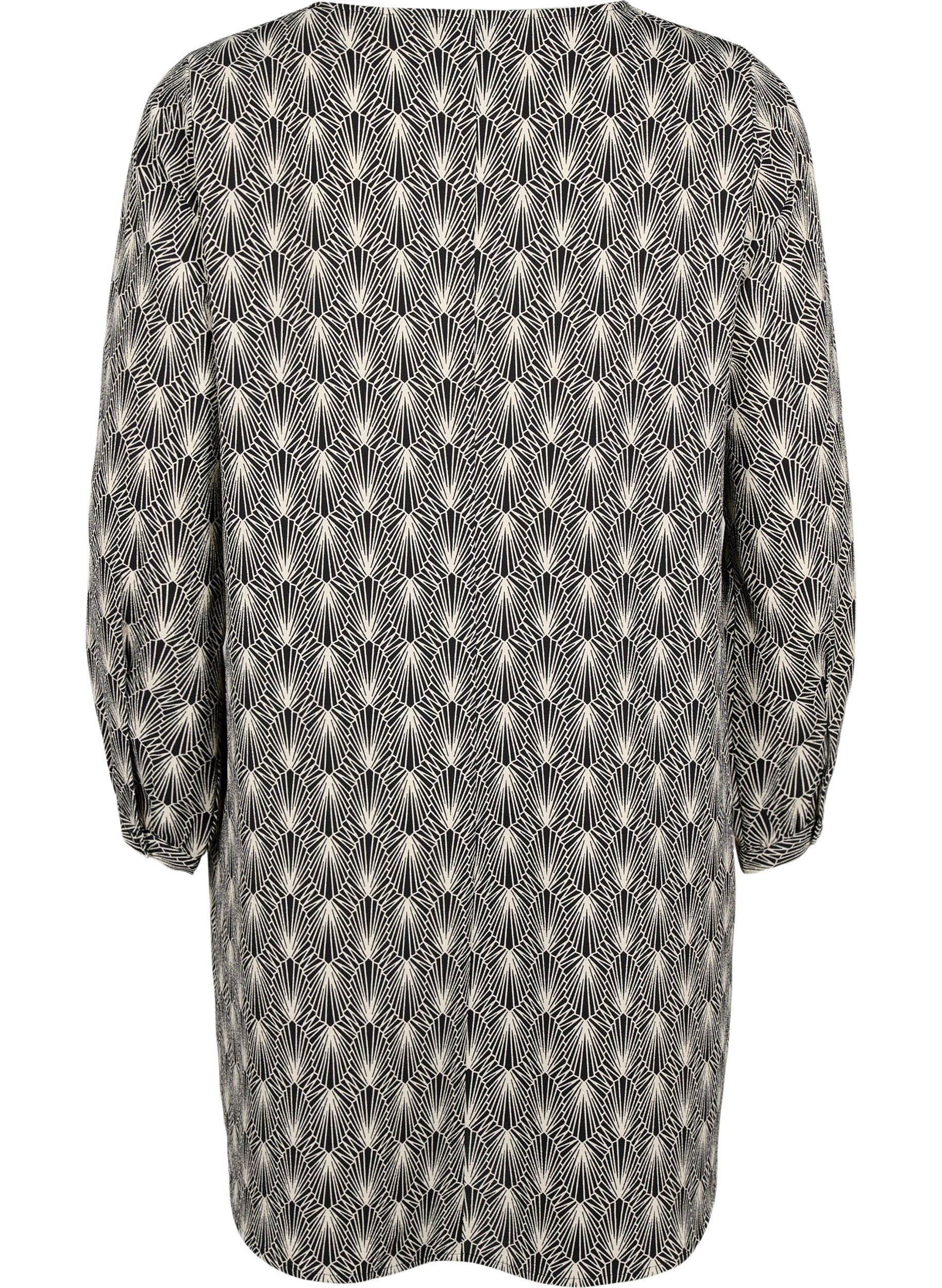 Zizzi Kleid mit V-Ausschnitt und Aufdruck, Birch Graphic AOP, Packshot image number 1