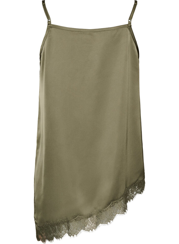 Tr&auml;gertop mit Spitze und asymmetrischem Saum, Gr&uuml;n, Packshot image number 1