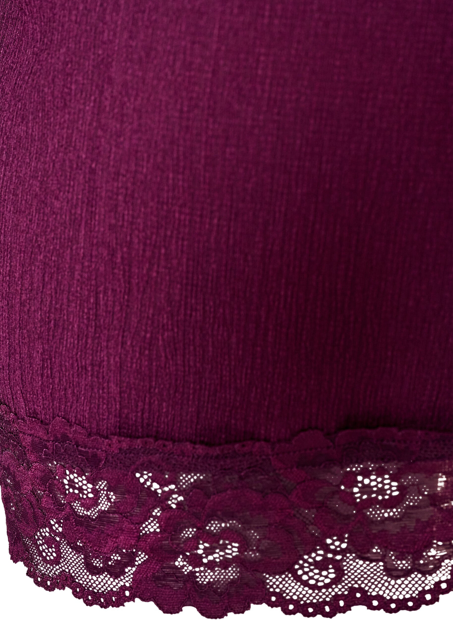 ZizziJerseybluse mit asymmetrischem Spitzenbesatz, Lila, Packshot image number 3