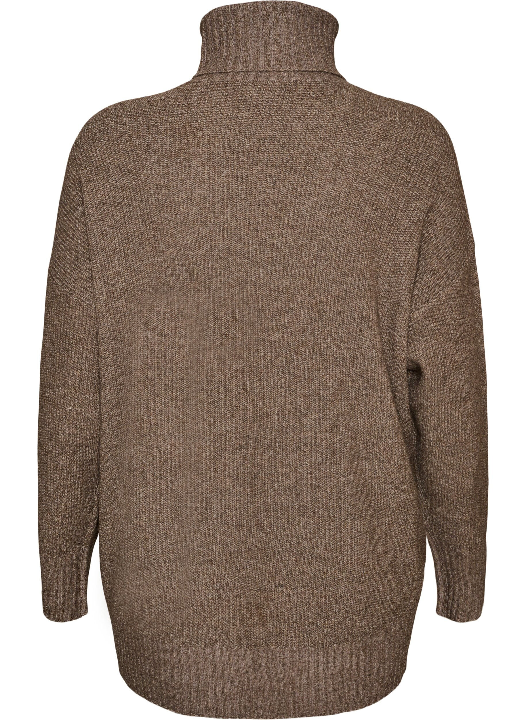 ZizziLocker gestrickter Pullover mit Rollkragen, Braun, Packshot image number 1