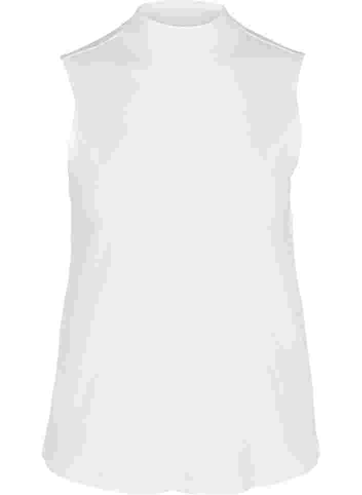 Hochgeschnittenes Baumwolltop mit gerippter Struktur, Bright White, Packshot image number 0