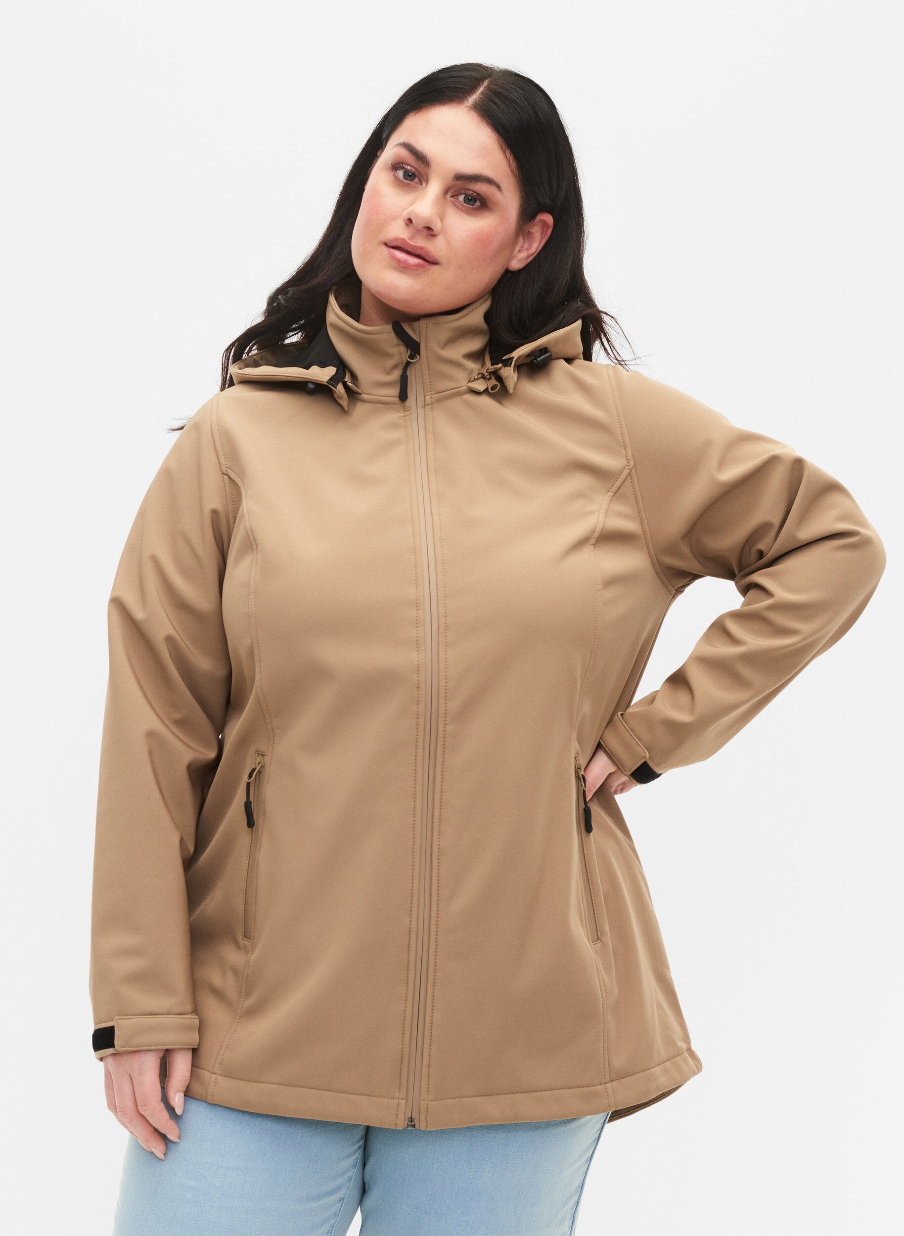 Zizzi Softshell-Jacke mit abnehmbarer Kapuze, Amphora, Model image number 0
