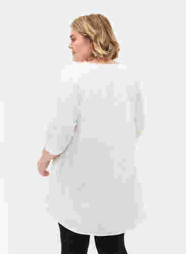 Tunika mit 3/4-Ärmeln aus Baumwolle, Bright White, Model image number 1