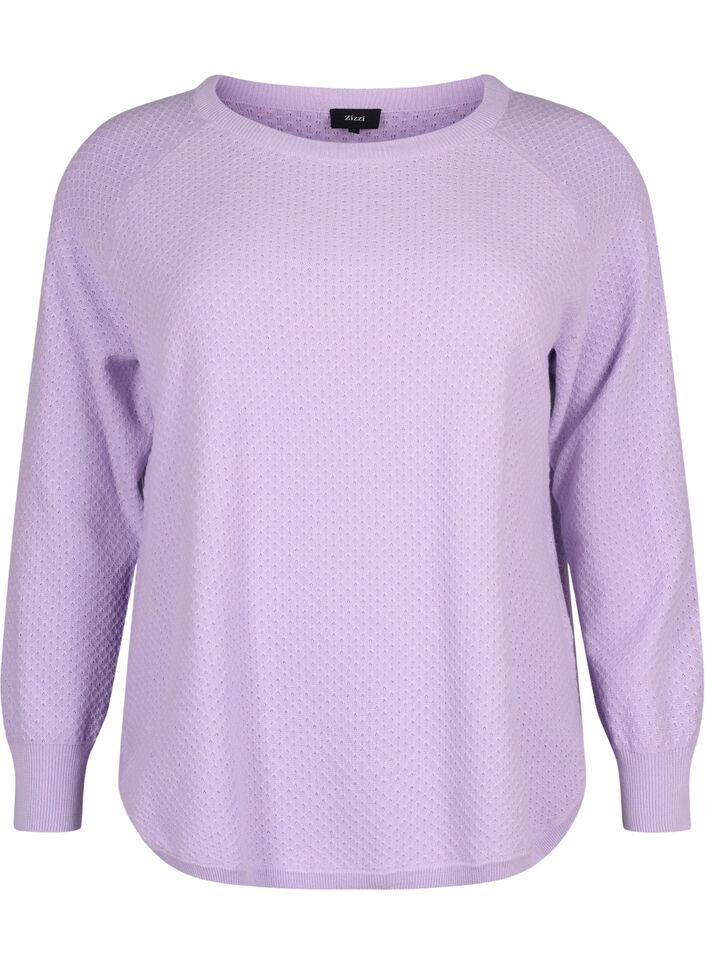 Pullover aus Bio-Baumwolle mit Strukturmuster, Lavender, Packshot image number 0