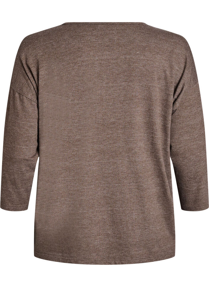 Bluse aus Jersey mit 3/4-&Auml;rmeln, Braun, Packshot image number 1