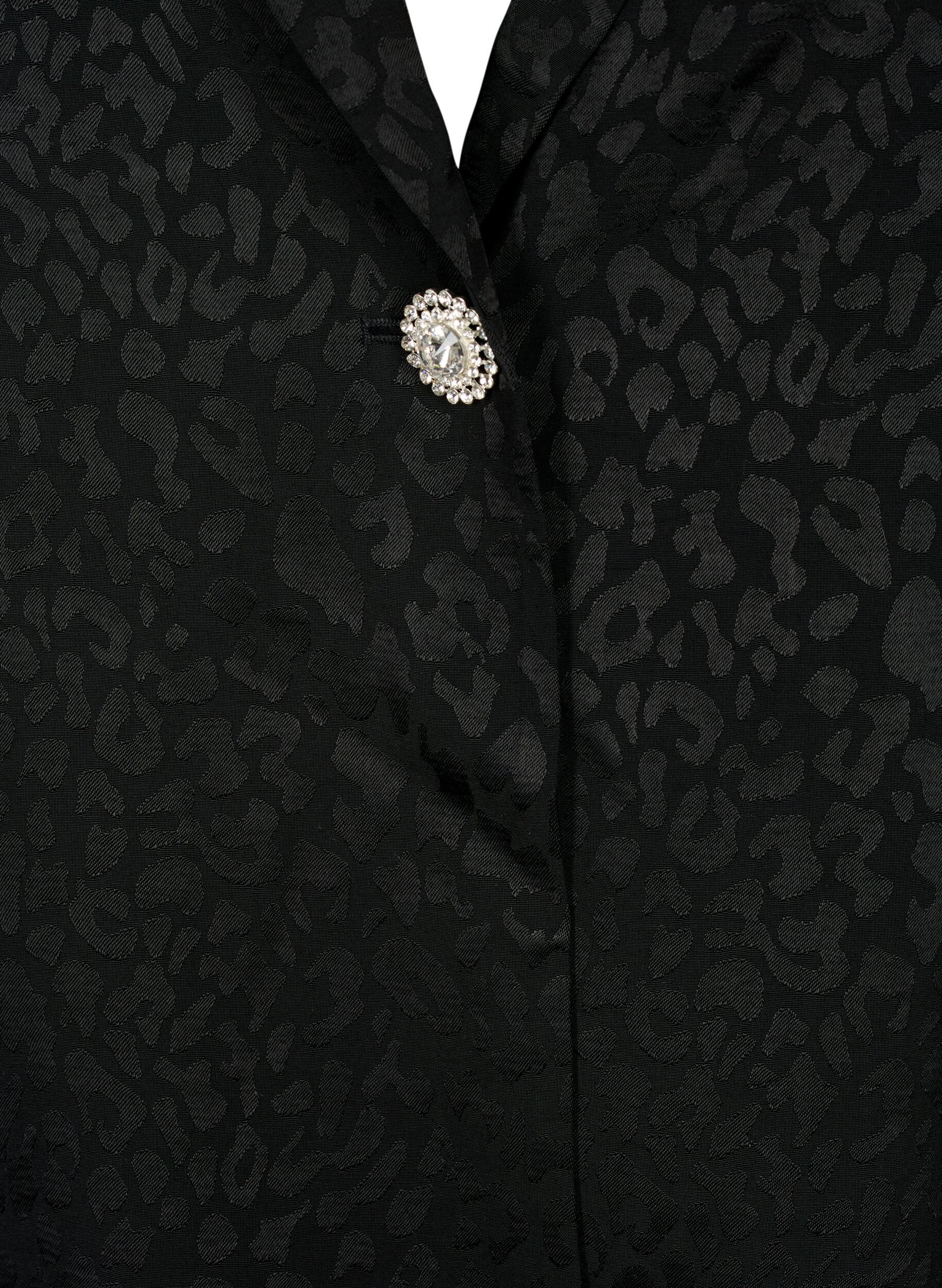 Zizzi Ton-in-Ton-Jacquard-Blazer aus Viskose, Black, Packshot image number 2