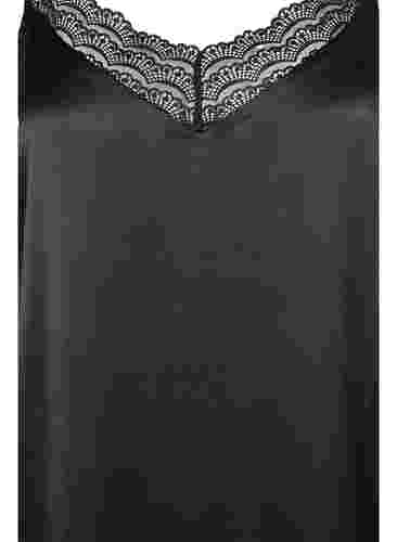 Nachthemd mit Spitzendetails, Black, Packshot image number 2