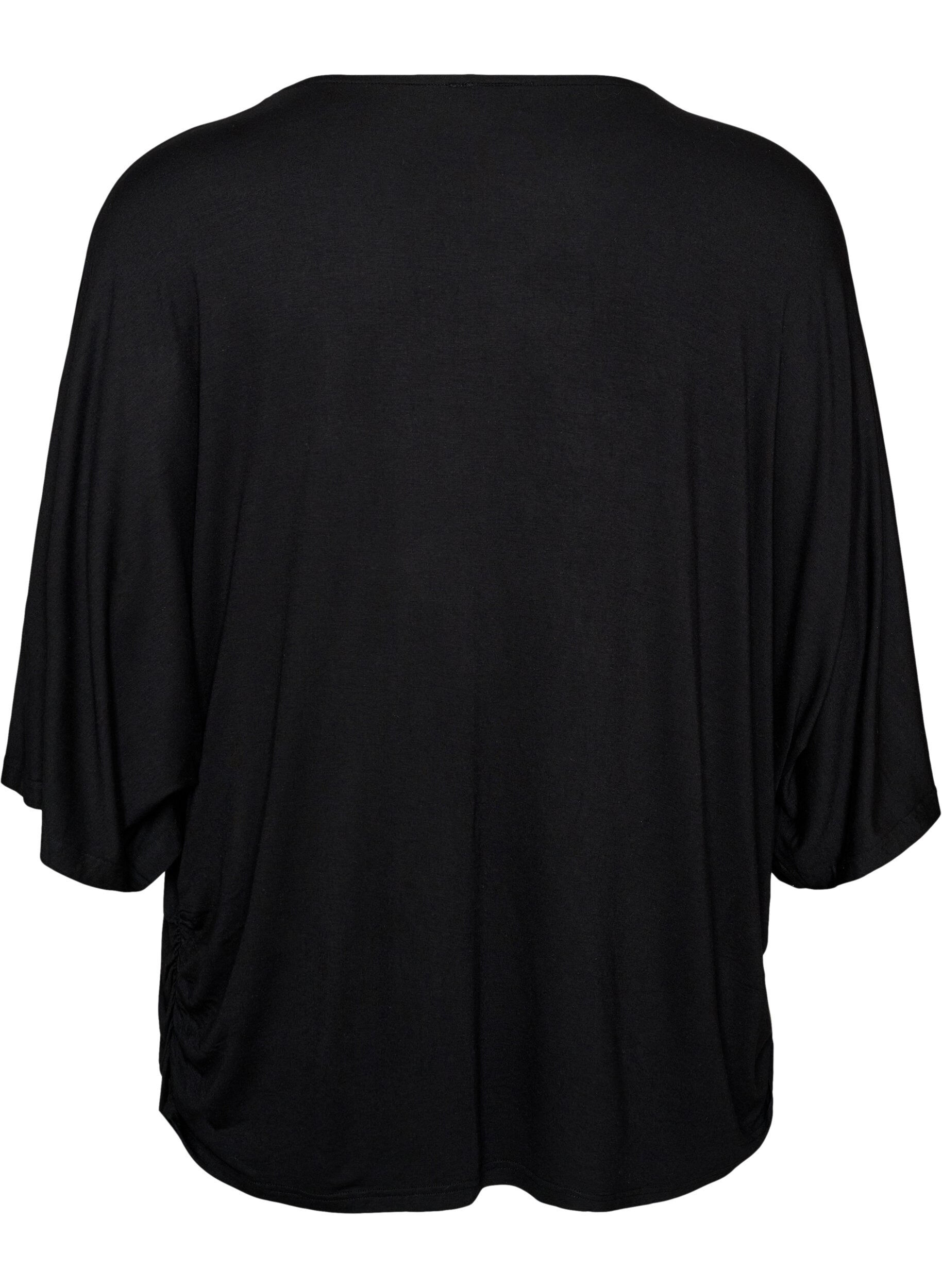 ZizziBluse aus Jersey mit ellbogenlangen Ballon&auml;rmeln, Schwarz, Packshot image number 1