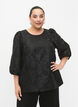  Jacquard-Bluse mit 3/4-Ärmeln, Black, Model image number 0