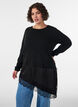 Strickbluse mit Lageneffekt und Spitzenbesatz, Schwarz, Model image number 0