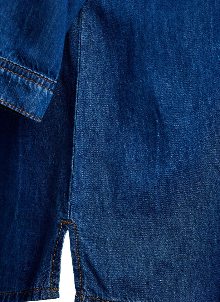 Jeansbluse mit Brusttasche und ellenbogenlangen &Auml;rmeln, Blau, Packshot image number 3