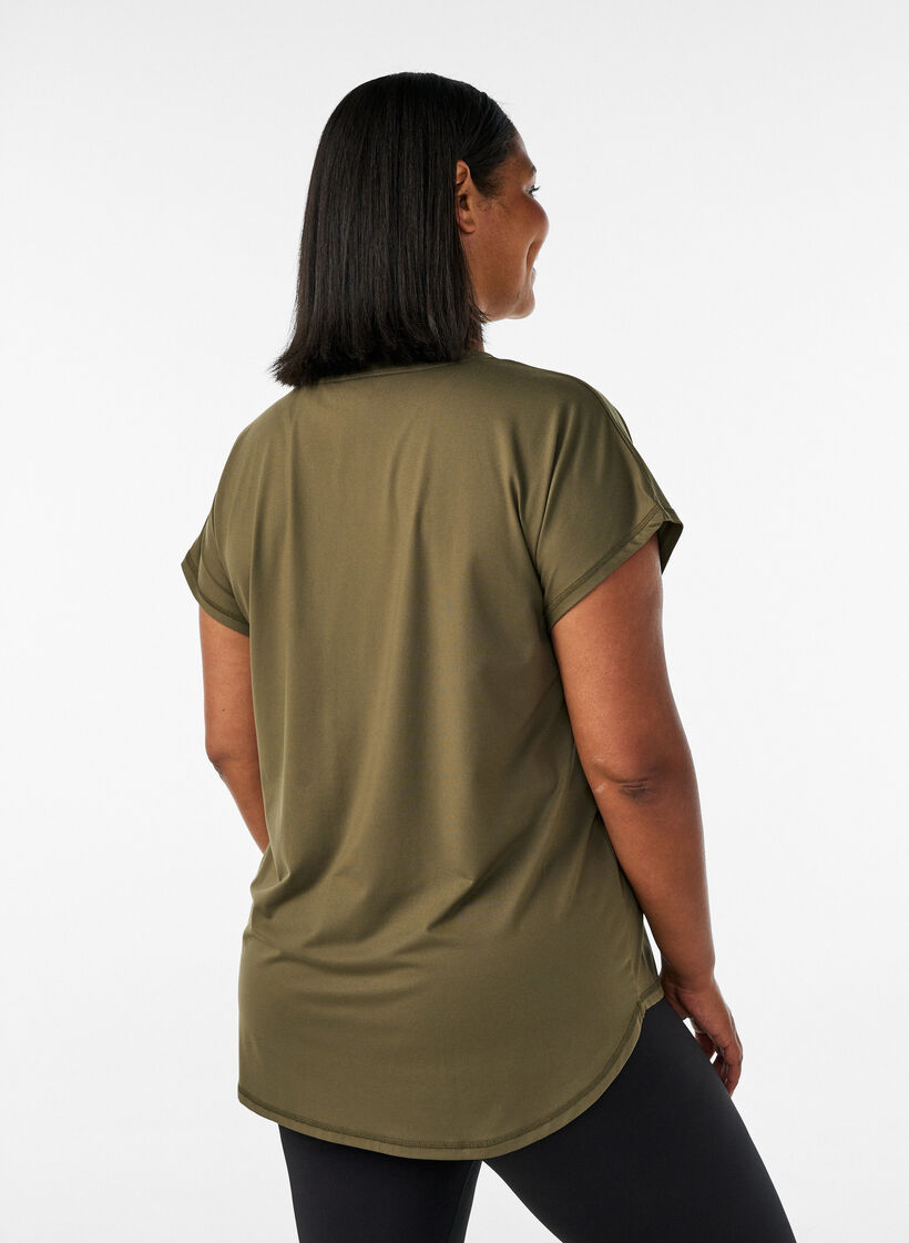 Kurzarm Trainingsshirt mit V-Ausschnitt, Gr&uuml;n, Model image number 2