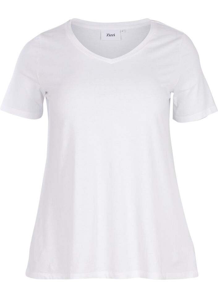 Einfarbiges basic T-Shirt aus Baumwolle, Wei&szlig;, Packshot image number 0