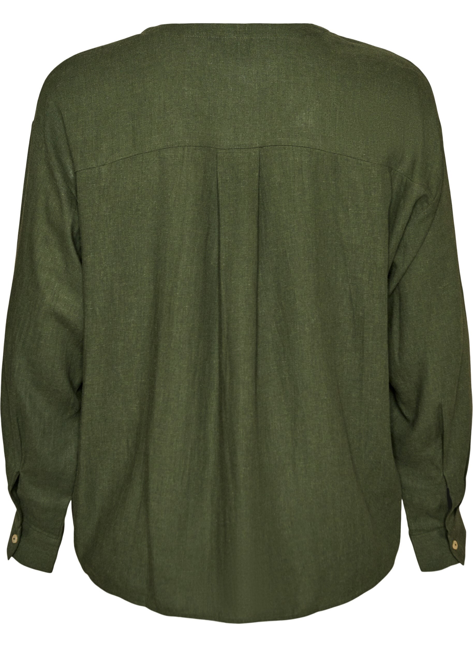 ZizziBluse aus Leinen und Viskose mit V-Ausschnitt, Gr&uuml;n, Packshot image number 1