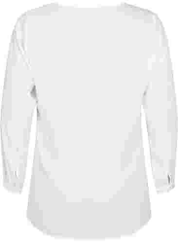 Langärmeliges Hemd mit V-Ausschnitt, Bright White, Packshot image number 1