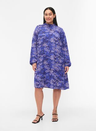 FLASH – Langärmeliges Kleid mit Aufdruck, Dazzling Blue AOP, Model image number 2