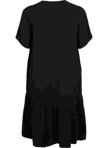 Midikleid mit kurzen Ärmeln aus Baumwolle, Black, Packshot image number 1