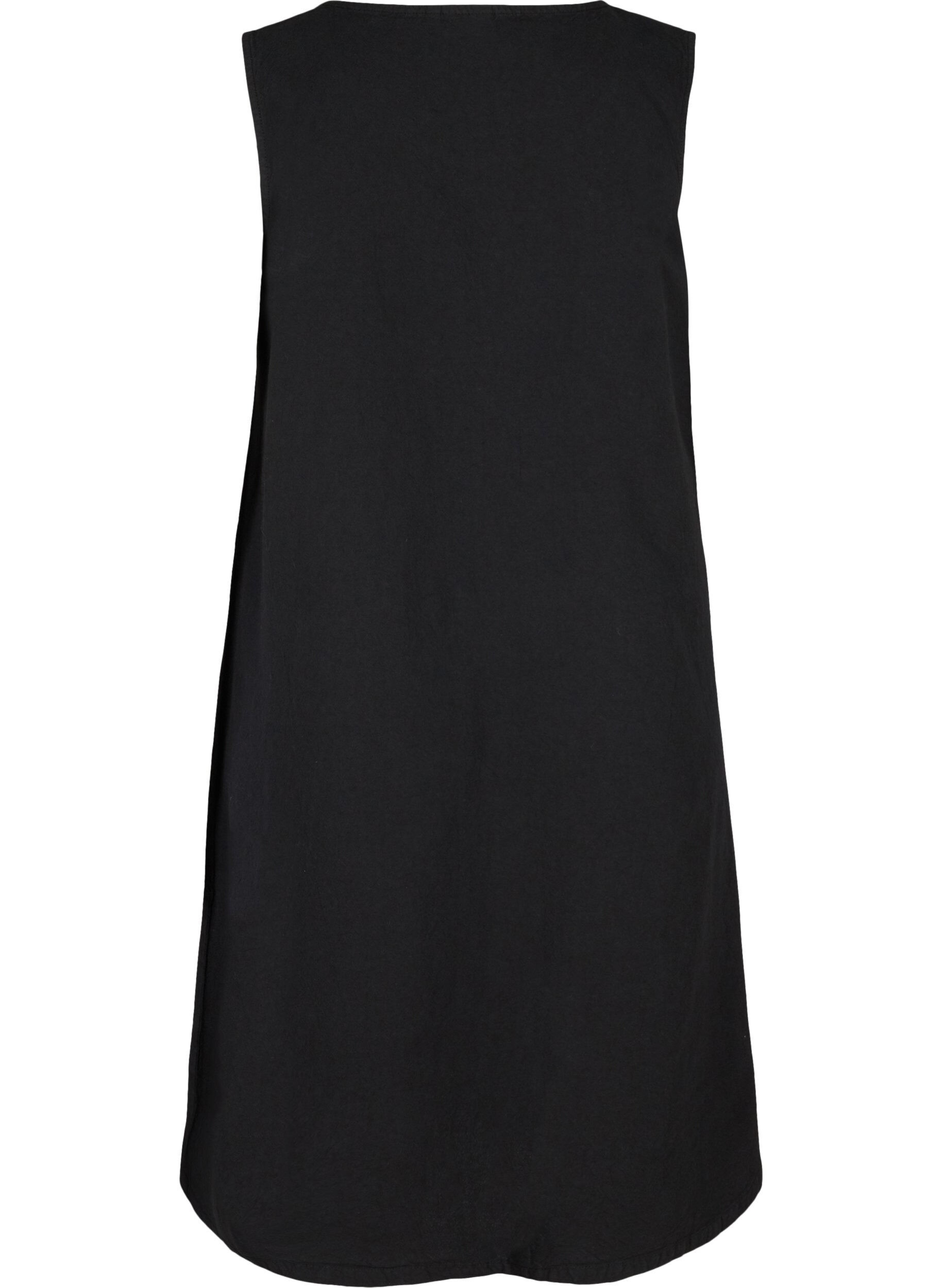 Zizzi &Auml;rmelloses Baumwollkleid mit A-Linie, Black, Packshot image number 1