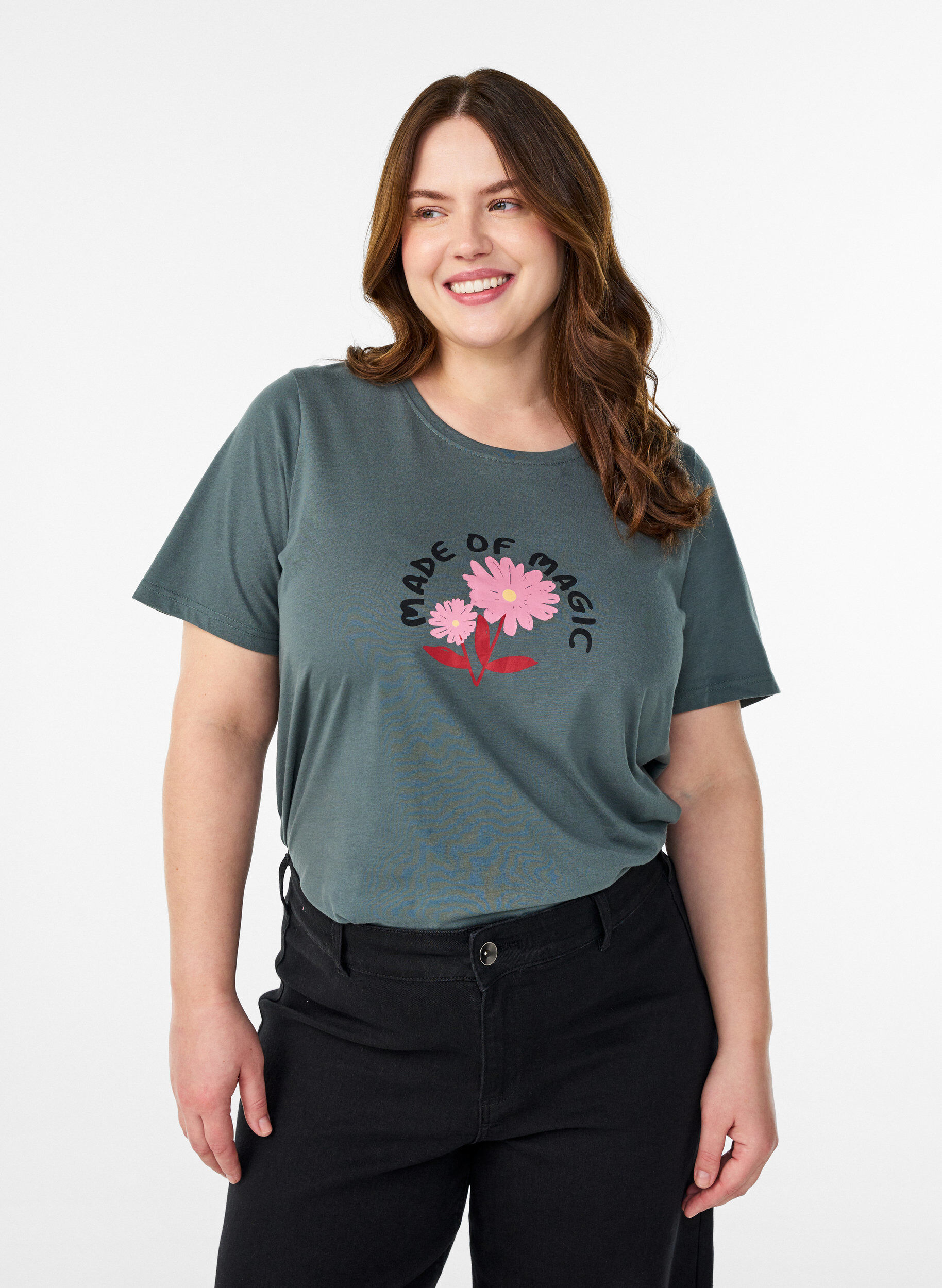 T-Shirt mit Print, Gr&uuml;n, Model