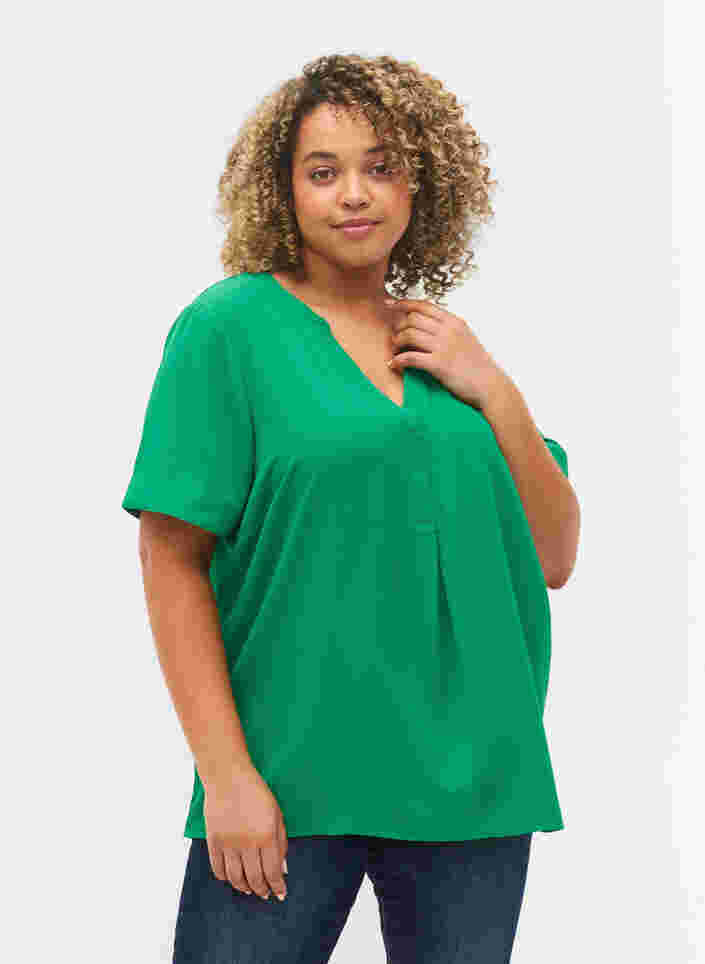 Kurzärmelige Bluse mit V-Ausschnitt, Jolly Green, Model