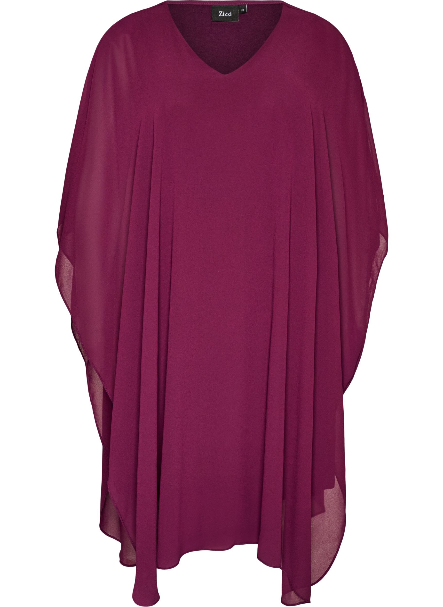 ZizziKurzes Chiffonkleid mit V-Ausschnitt, Lila, Packshot image number 0