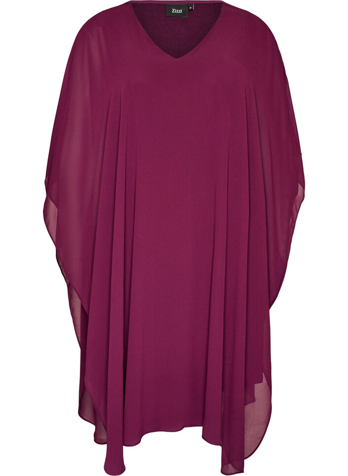 Kurzes Chiffonkleid mit V-Ausschnitt, Lila, Packshot image number 0