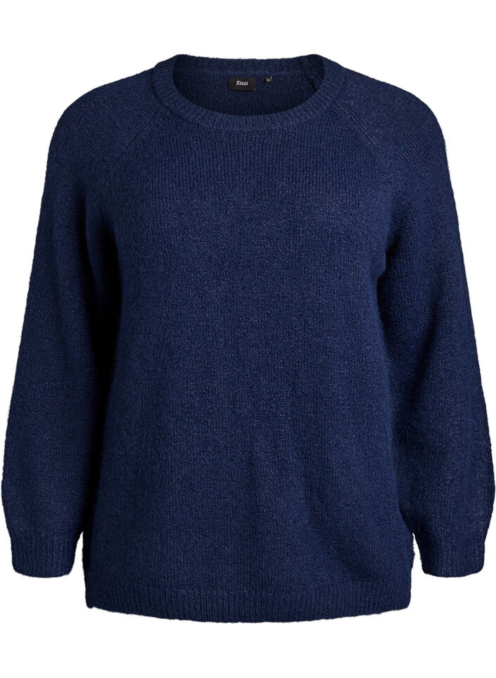 Strickbluse mit Raglanärmeln, Blau, Packshot image number 0