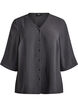 Shirt blouse with V-neck and 3/4 sleeves, Dark Grey, Packshot image number 0