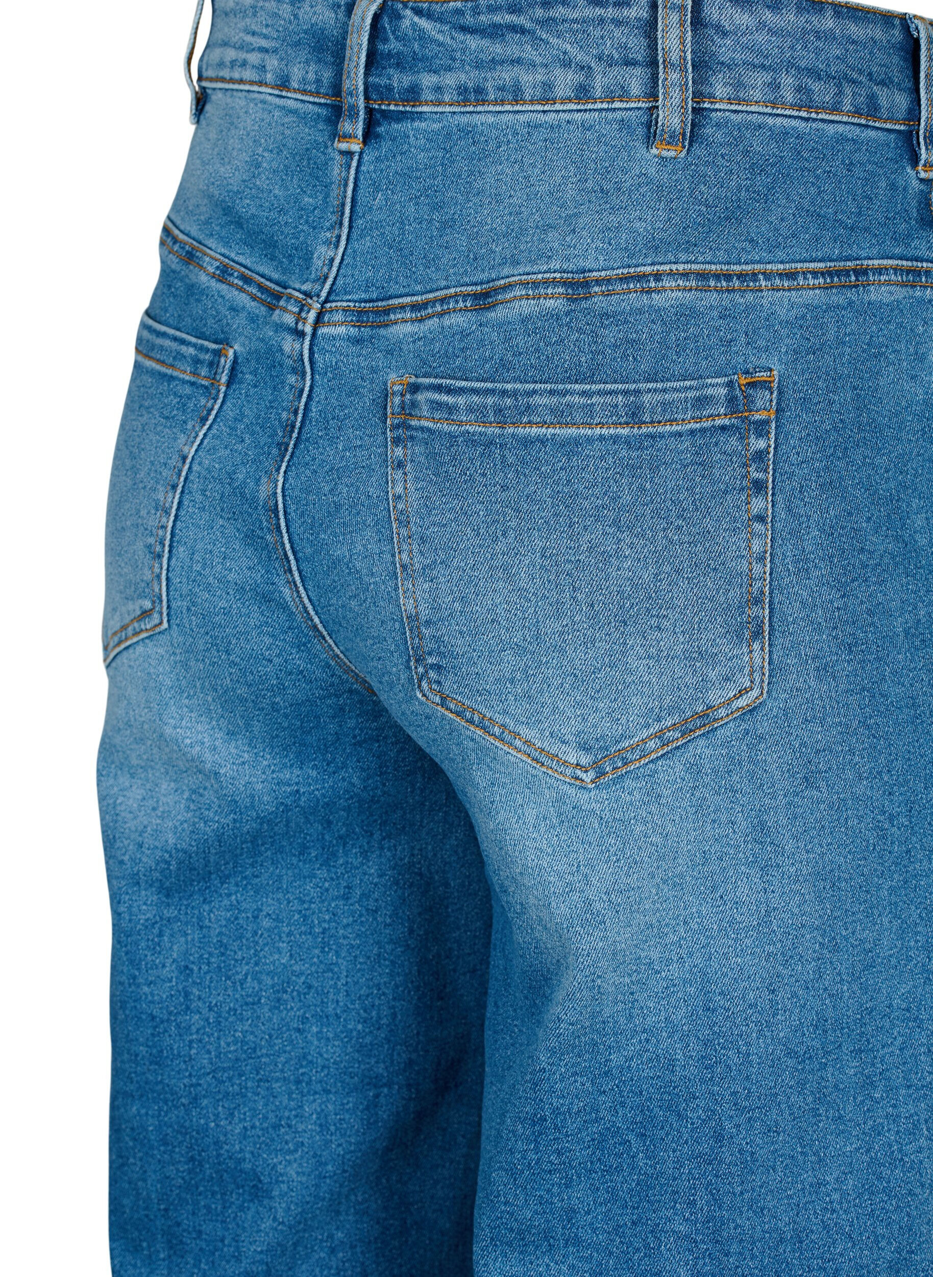 Zizzi Cropped Jeans mit breitem Bein, Blau, Packshot image number 3