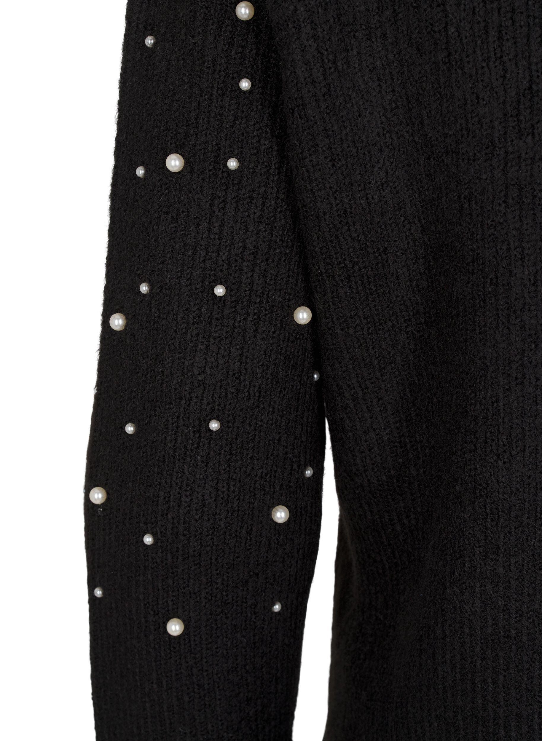 Zizzi Strickjacke mit Perlen, Black White Pearls, Packshot image number 3