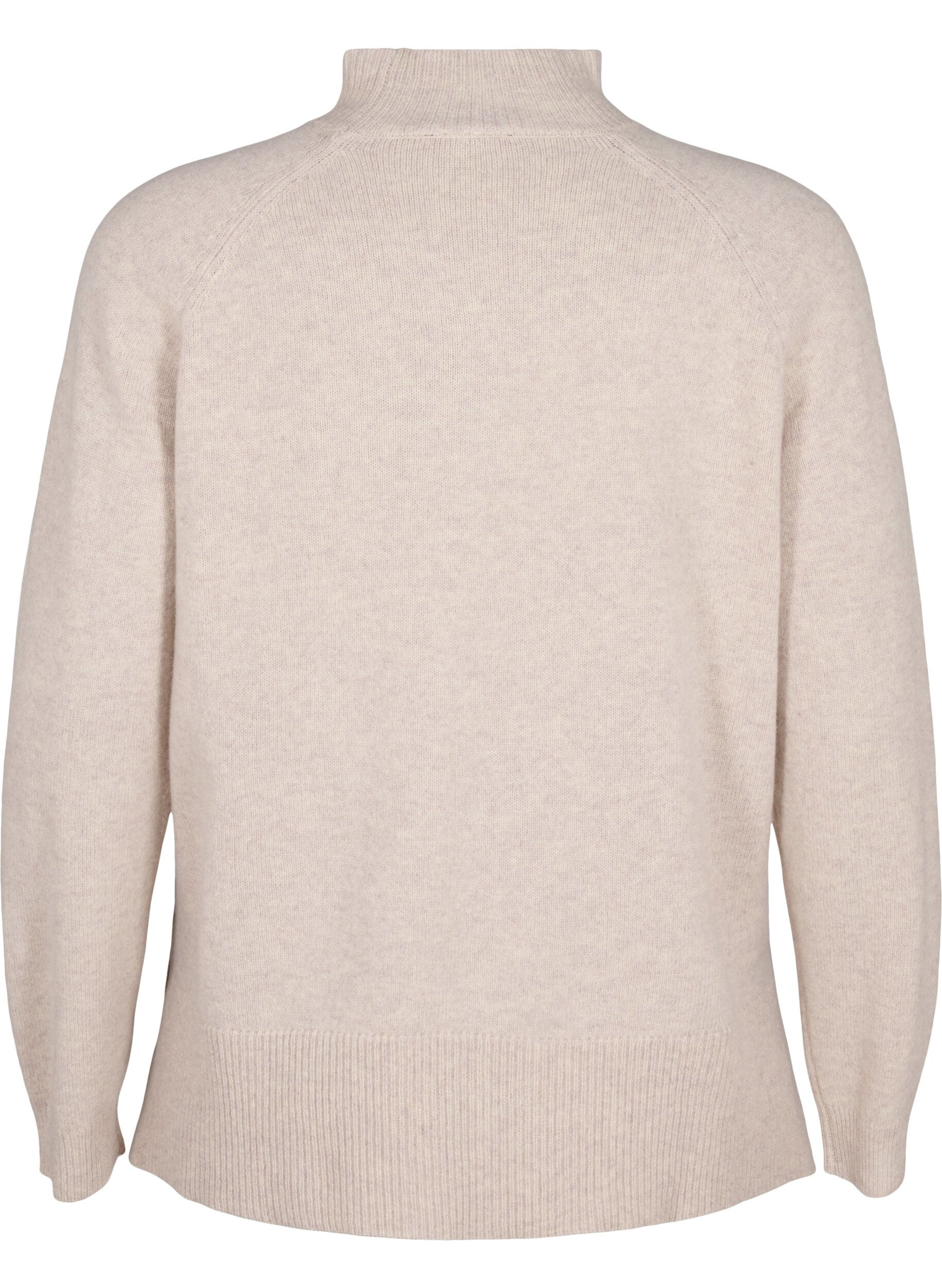 Zizzi Rollkragenpullover aus Merinowolle, Pumice Stone Mel., Packshot image number 1